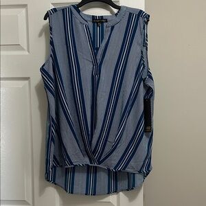 💕5/$15 Always indigo Striped Blue Sleeveless Top, highlow ❤️💙🇺🇸